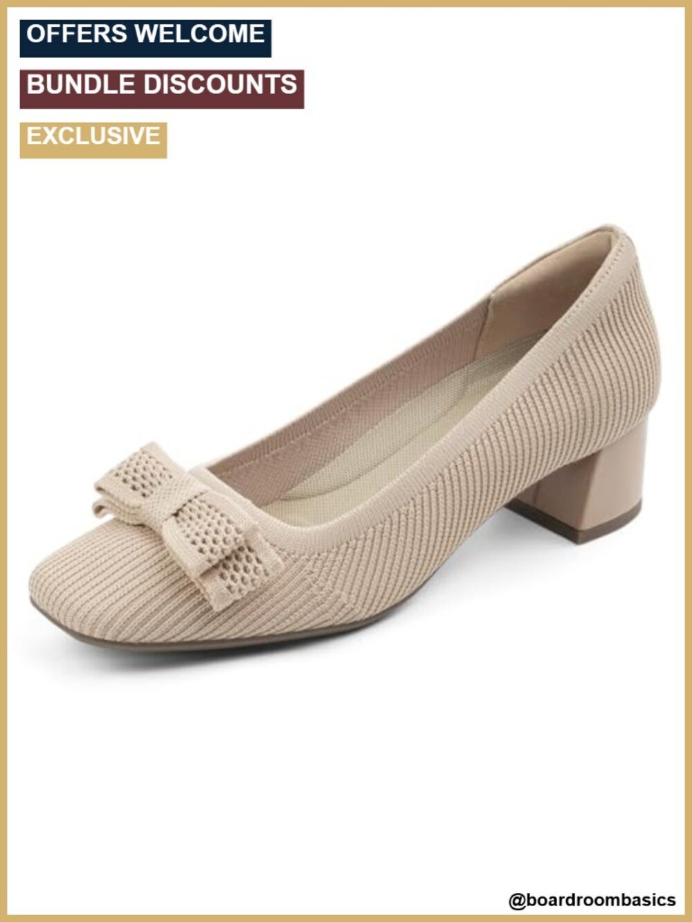 Low Chunky Heels Pumps for Women Comfort Knit Block Heeled Shoes